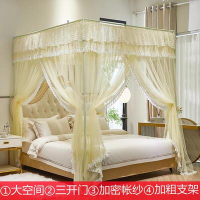 宫廷落5地蚊帐家用三开202新款公主风YhB38dhR加厚门加粗密帐纱加