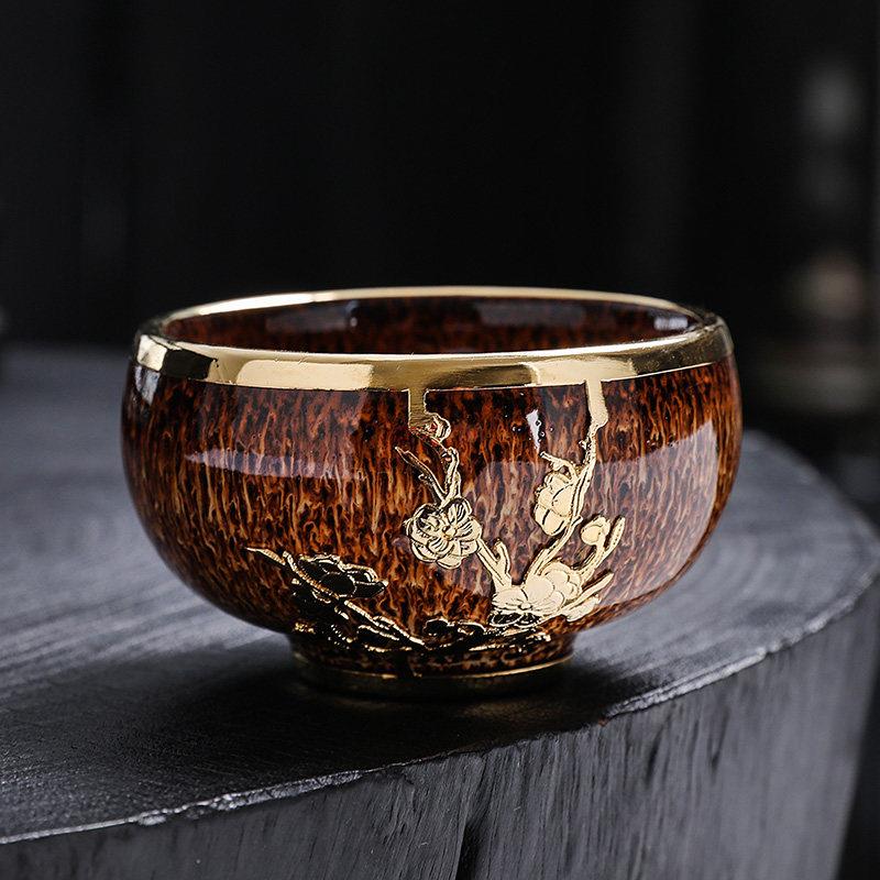 金镶玉钧窑主人杯单杯档建茶杯盏个人金镶玉禅专用高陶瓷茶盏喝茶