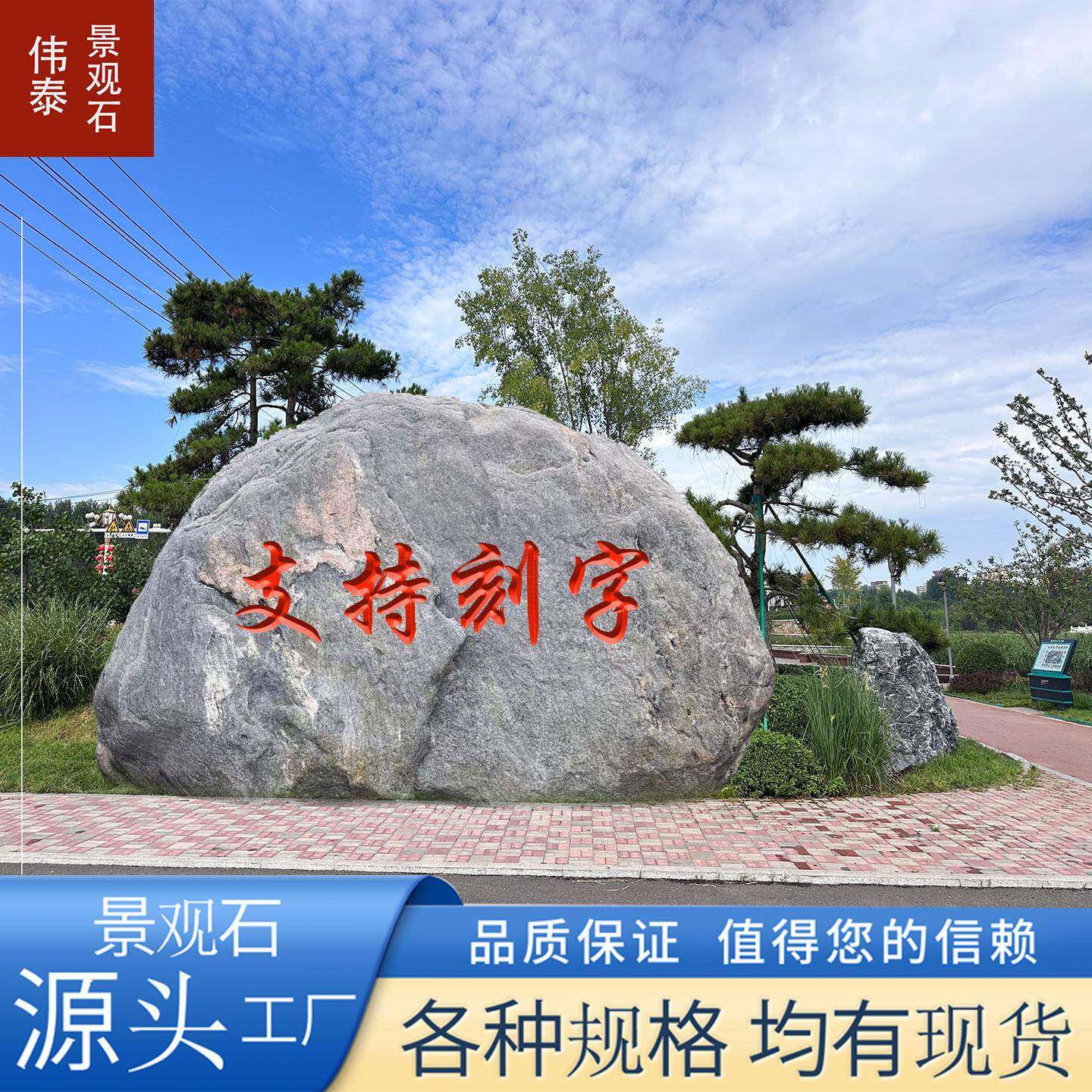 天然泰山石原石大型景观石头庭院观赏石企业门牌石户外靠山石奇石