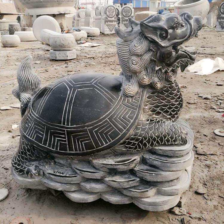 石雕龙头龟动物园林风景池喷水石龟摆件石头大理石乌龟