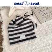 Soldi 单品披肩围巾AI Soldi宠物衣橱狗狗韩系黑白条纹毛线时尚