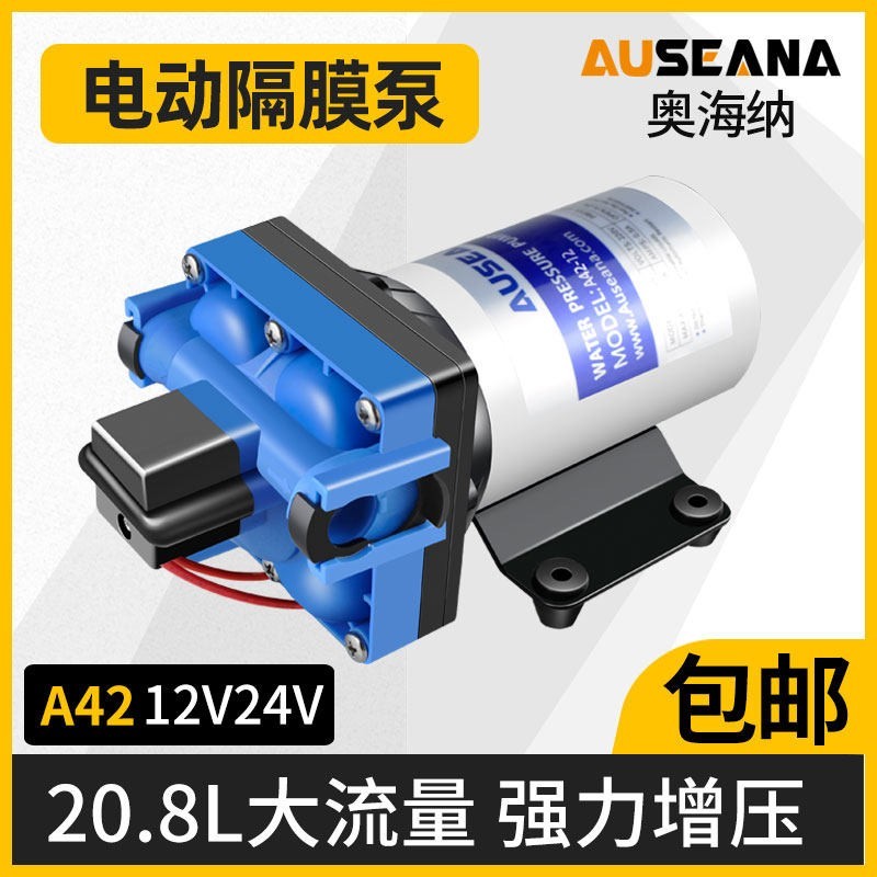 A42大流量直流隔膜泵园林灌溉电动喷雾水泵自吸抽水泵电动洗车水