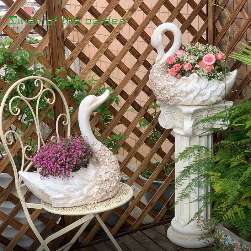 晓院花园天使花盆摆件阳台庭院装饰家居户外别墅罗马柱动物雕塑