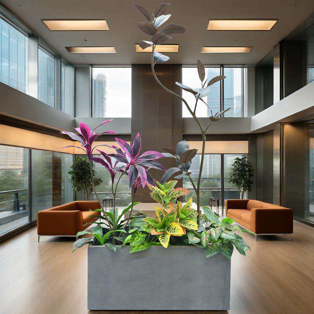 室内仿真植物组合花槽造景商场写字楼大型软装仿真绿植景观布置