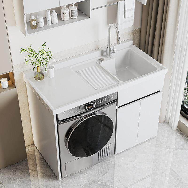 蜂窝铝阳台洗衣机柜一体柜组合洗衣洗手池盆带搓板伴侣洗衣柜定制