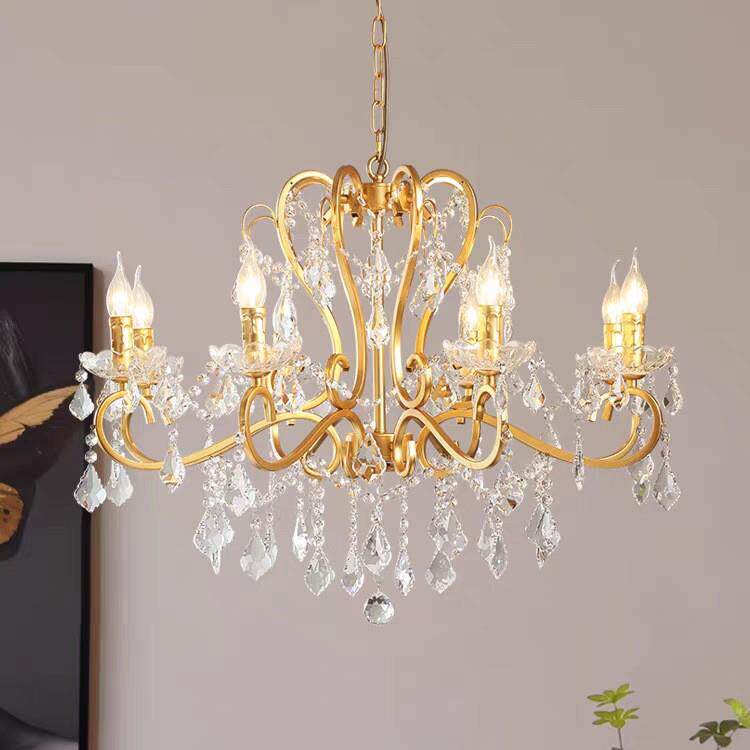 法式轻奢客厅水晶吊灯大气清新美式复古白色卧室房间餐厅别墅灯具