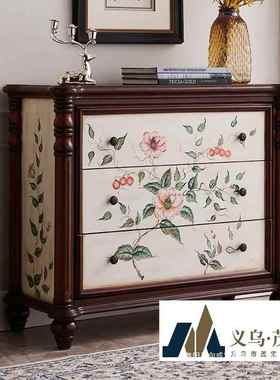 美式三四六斗QOF柜橱玄屉柜关柜欧式实木收纳柜物柜大抽矮整装家