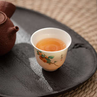 家用轻奢 优选德化白瓷茶杯功夫茶具主人杯单杯手绘贴花喝茶杯套装