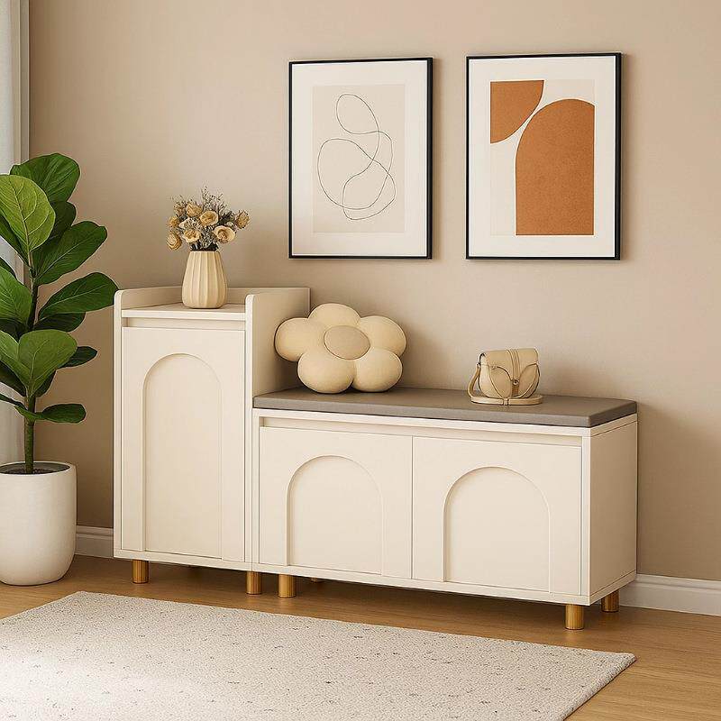 拉车入户换鞋凳鞋柜坐凳一体门口家用鞋架子奶油风进门走廊玄关穿