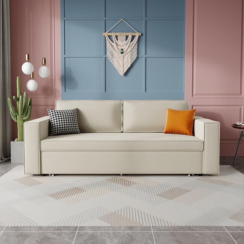 科技绒意式极简网红沙发床折叠两用双人多功能小户型客厅抽拉实木