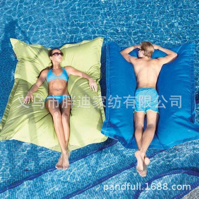 户外长方形条纹漂浮方包豆袋躺床酒店私人泳池沙滩浮水懒人沙发