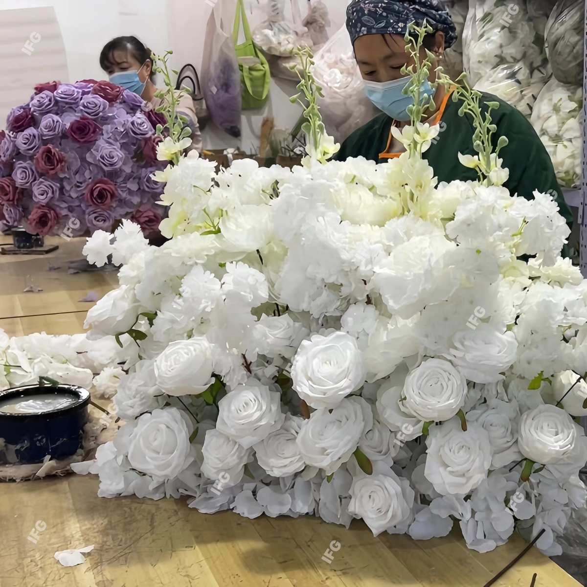 世爵婚礼婚庆仿真花造型客户来图打样设计花球花墙