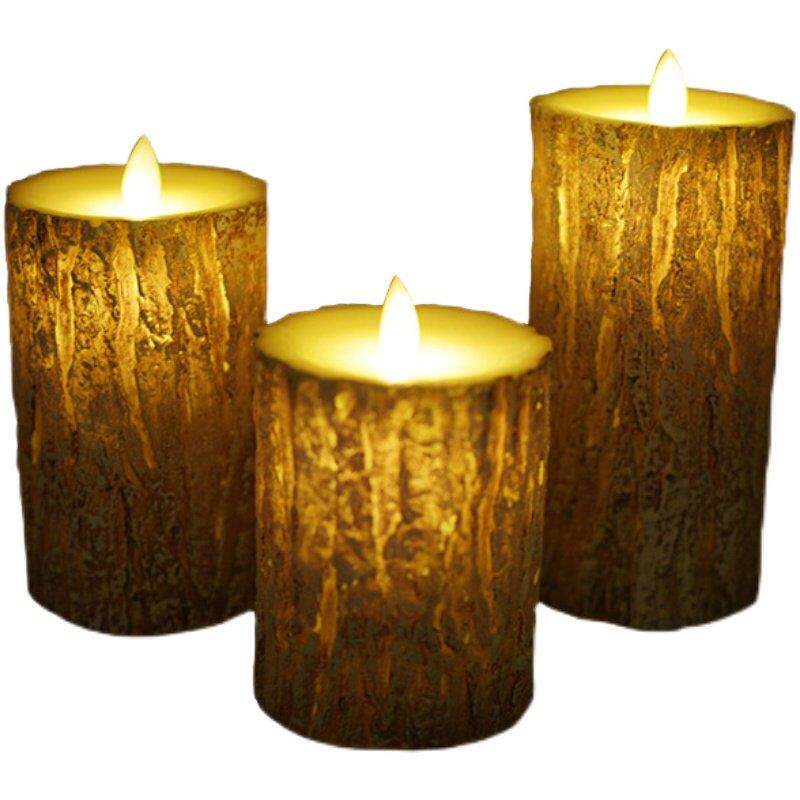 充电遥控款松树皮led电子蜡烛灯彷真灯芯摇摆家居装饰软装
