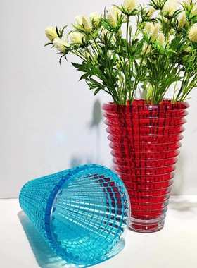 梯形水晶花瓶方口高级质感透明水晶插花摆件家居样板房软装饰品