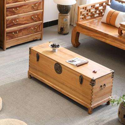 全香樟木箱子储物老式复古书画收纳长衣箱实木箱式茶几带底座定制