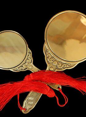 纯铜带手柄铜镜太极八卦镜十二生肖星宿九宫镜八尺神照镜平面镜