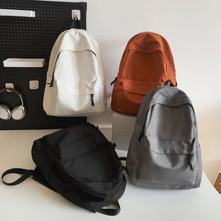 双肩包简约书包黑色大学生ins高颜值初中生大容量纯色背包男生