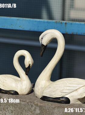 高档木制天鹅摆件简约家居客厅摆件橱窗陈列软装摆设MA0811A/B