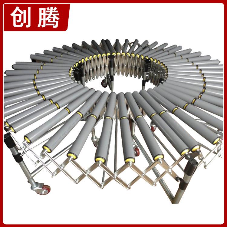 小型轻型螺旋伸缩无动力滚筒输送机不锈钢滚筒转弯输送机