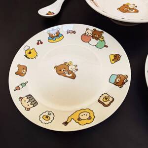 轻松熊餐具陶瓷面碗螺蛳粉碗高颜值餐具圆盘饭碗筷子一人食送礼
