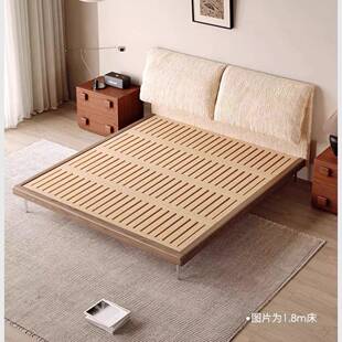 大象耳朵床雪尼尔布艺床主卧轻奢高级中古风实木床齐边双人床