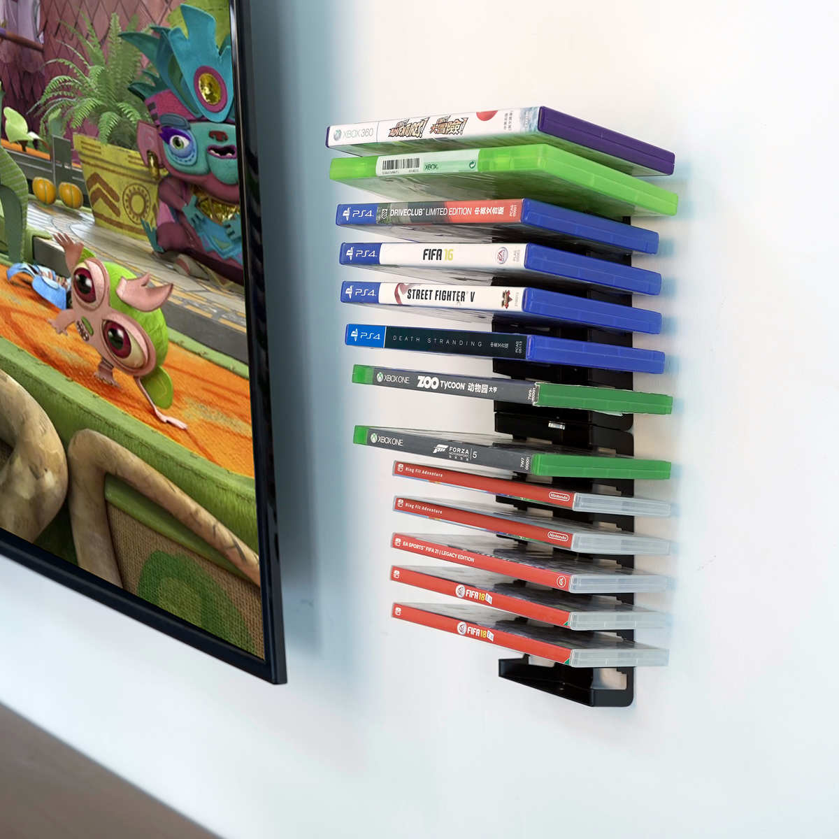 美易支游戏CD光盘ps4，ps5，switch，xbox壁挂收纳支架共14个卡槽