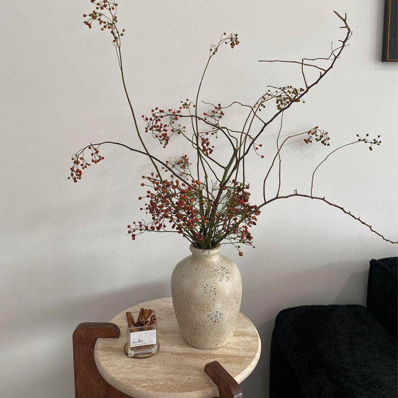 侘寂风粗陶花瓶 客厅插花装饰品 高级感轻奢风家居酒店陶瓶摆件