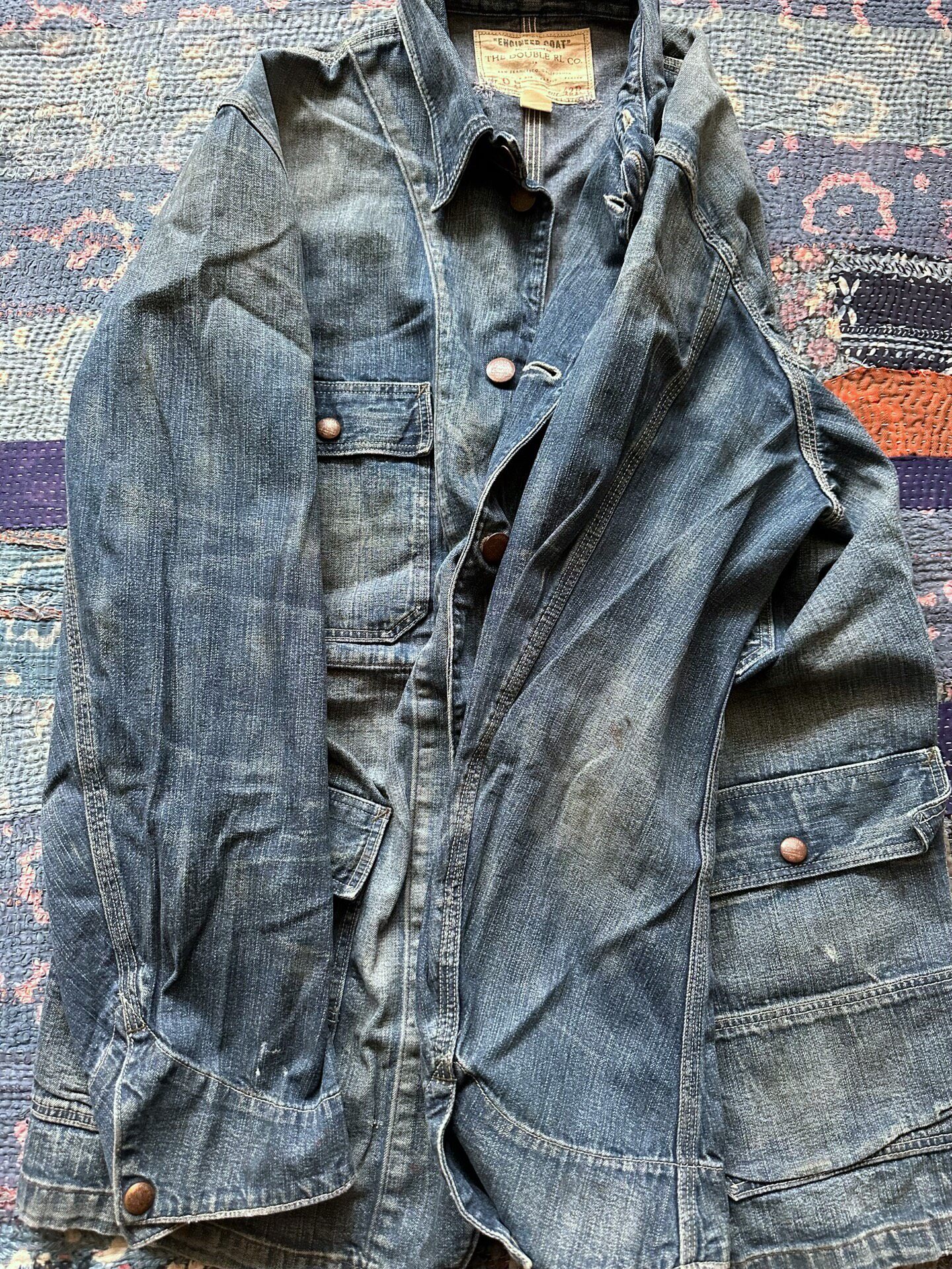 RRL Washed Aged Denim Jacket — detail