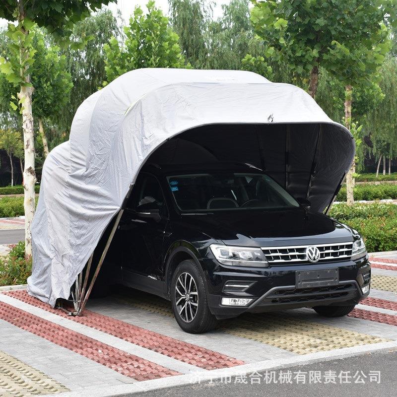 山东轿车防雨防雪的移动移动车棚户外遮阳车棚半自动移动车库