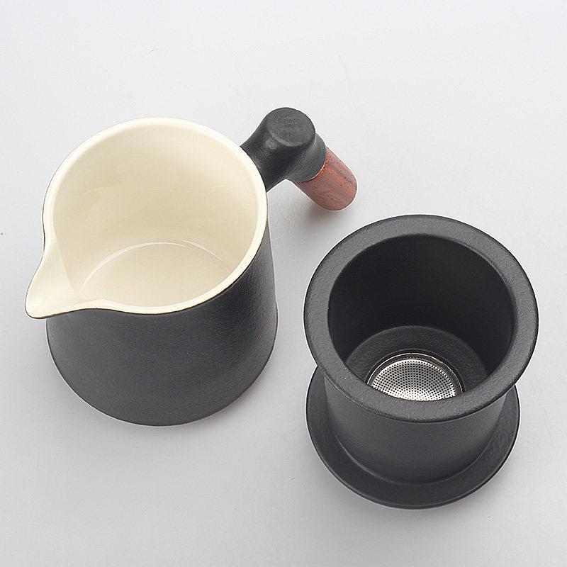 350ml黑陶花梨手把茶壶带过滤网盖不烫手功夫茶具泡茶器创意中式