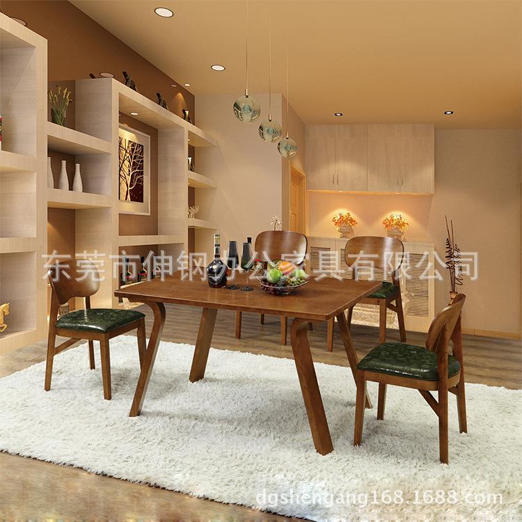 时尚实木餐桌椅奶茶店快餐厅休闲家用复古组合东莞办公家具