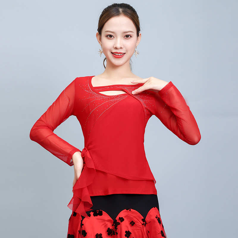 舞曌摩登舞上衣女广场舞衣拉丁服三步踩吉特巴舞蹈服新款交谊舞服