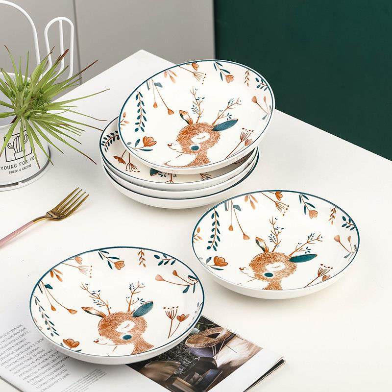 特价家用陶瓷盘子套装微波炉菜盘饭盘ins创意网红早餐碟鱼盘组合,餐饮具,盘,淘宝优惠券,粉丝福利购,淘宝优惠卷