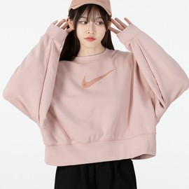 Nike耐克粉色卫衣女装2024春秋运动服蝙蝠袖宽松套头衫DO7212