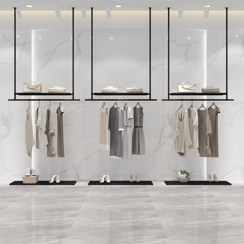 简约服装店悬吊式天花板悬挂衣架吊架上墙服装展示架男童装吊环女
