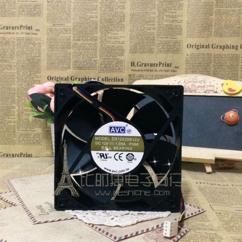 原装AVC DS12025B12U 12CM 12025 12V 1.05A 四针PWM智能调速风扇