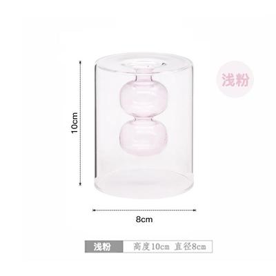 正品Heomesid双层北玻璃瓶欧ins简约彩色玻璃球摆件透明水花培花