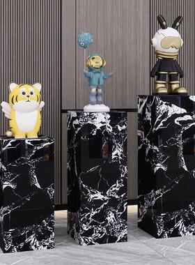工艺品摆件台花架客展厅玄关酒店会所岩板装饰立柱大理石雕塑底座