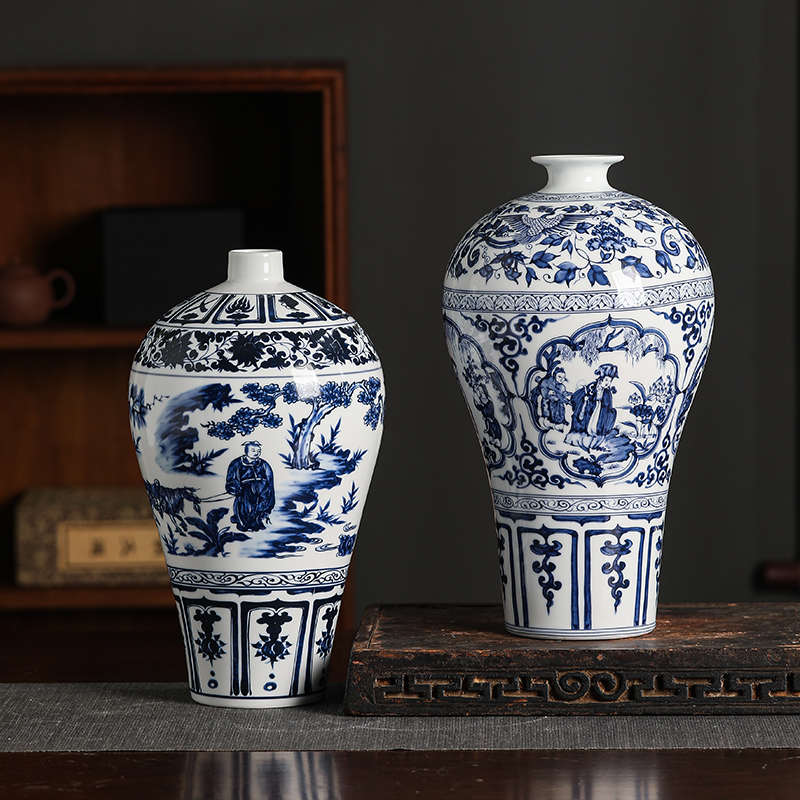 景德镇明清仿古花瓶中式陶瓷花瓶博古架装饰花瓶新中式陶瓷花瓶