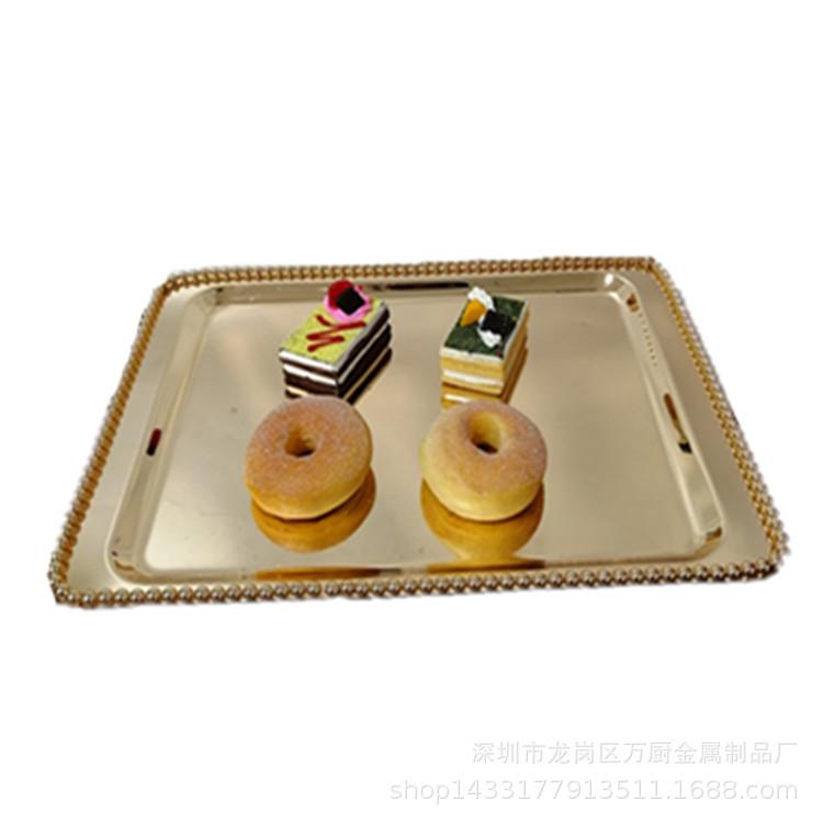 金属KTV酒店毛巾盘托盘水果盘客厅创意家用欧式长方蛋糕盘点心碟