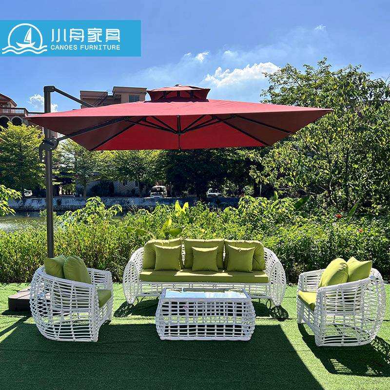 户外藤编沙发加工花园别墅酒店景区室外露台藤制沙发桌椅组合家具