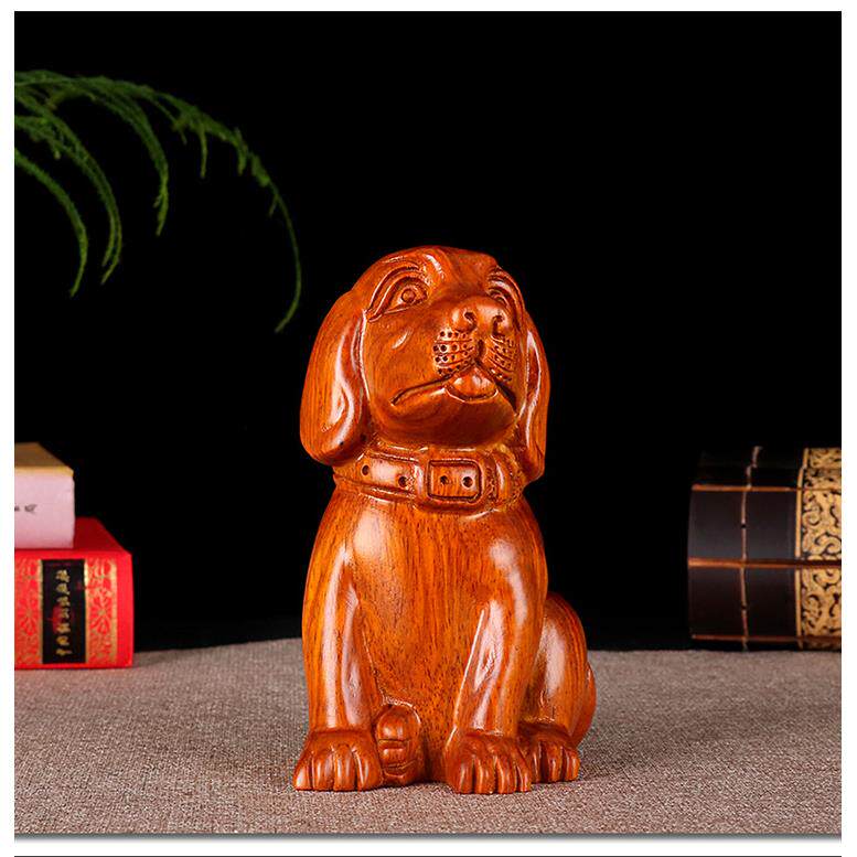 正品花梨木狗摆件一红木对雕刻家居品客厅旺财木雕木头生实木饰日