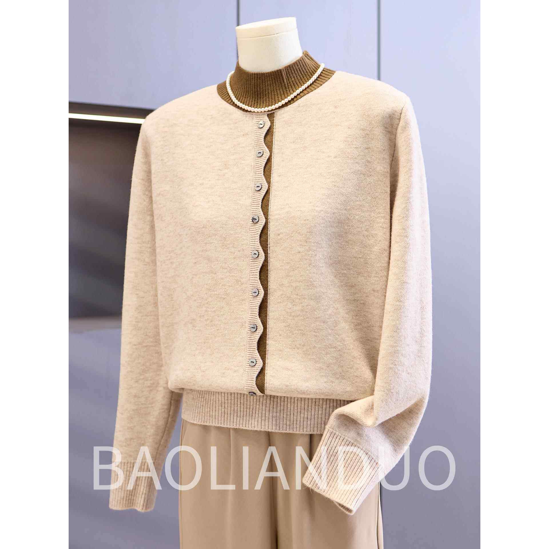 洋气妈妈秋冬装加绒加厚毛衣中年女装半高领上衣中老年保暖打底衫