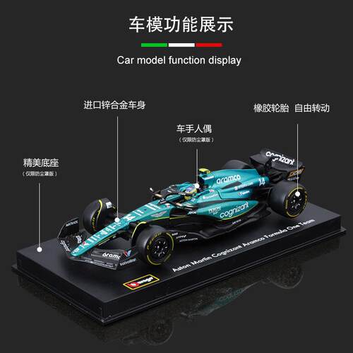 比美高1:43阿斯顿马丁F1车模赛车模型仿真合金2023方程式赛车收藏