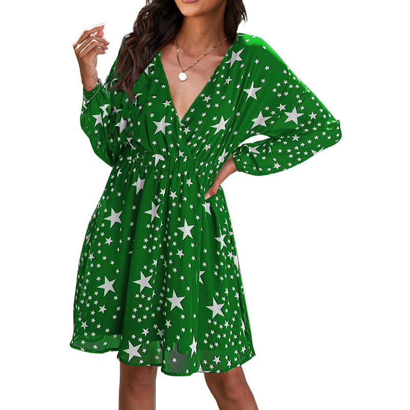 Womens Layer Dress Sleeve Double Mesh Lined Star Long