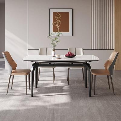 正品欧朗岩板餐桌可小伸缩方代圆可变户型简约现轻奢旋家用转桌子