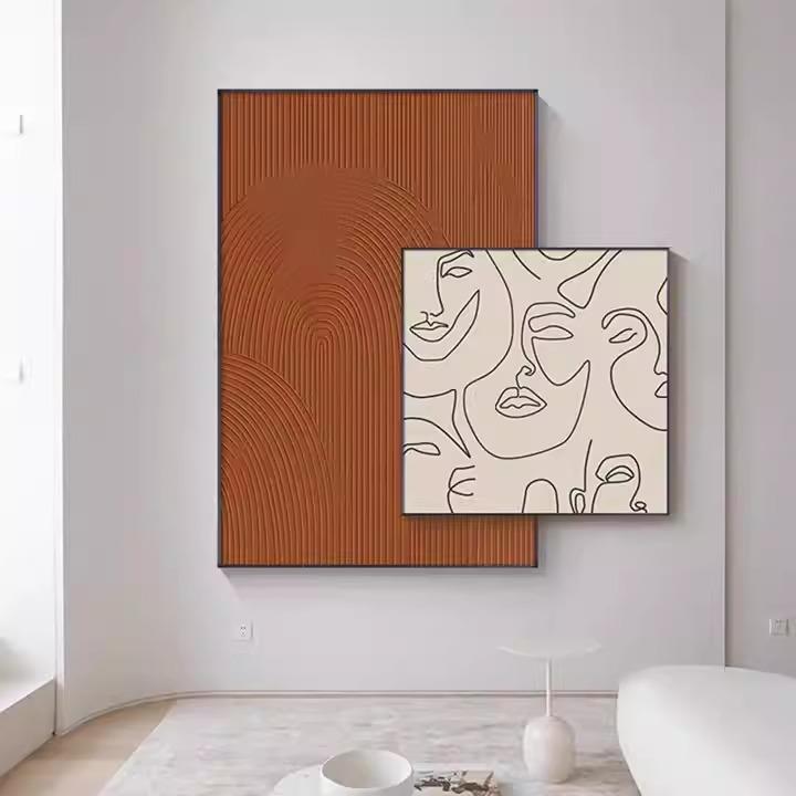 现代简约抽象进门玄关装饰画酒店公寓巨幅艺术挂画过道楼梯间壁画