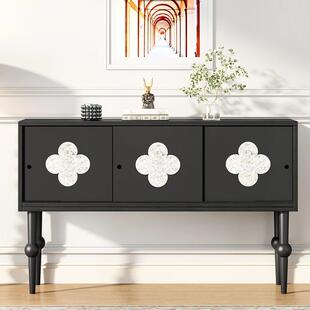 玄关柜法AKX式 饰柜色入户走廊极道尽头柜复古 黑窄客过厅玄关台装