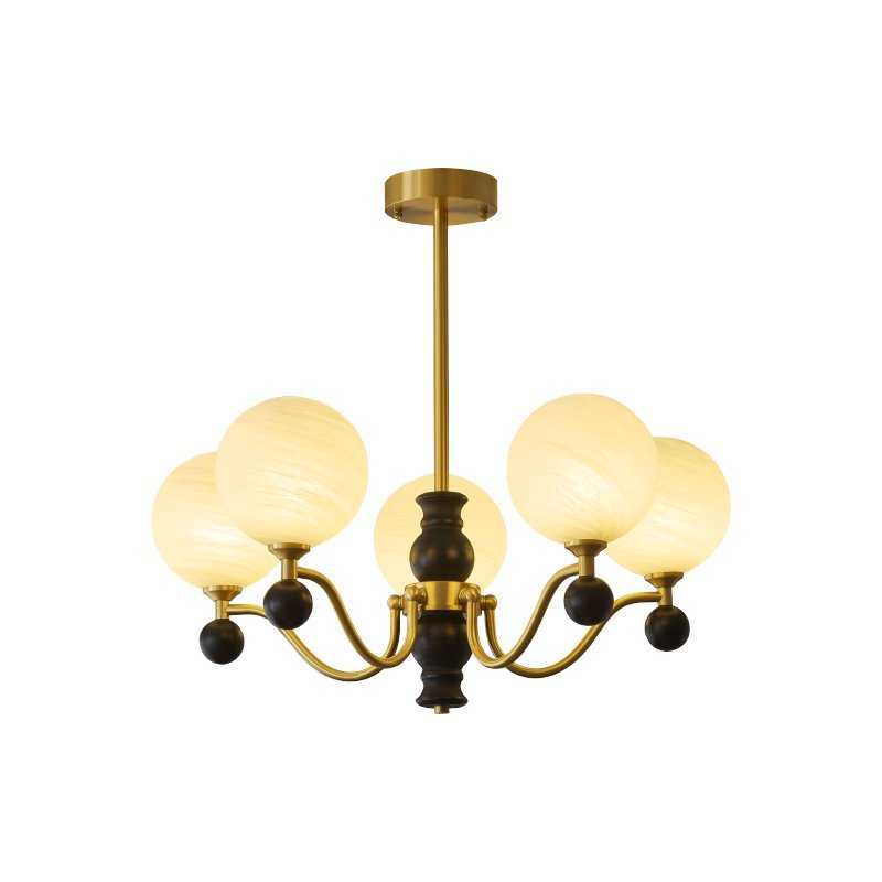 法式复古客厅吊灯中古设计师全铜魔豆灯仿云石卧室主灯创意餐厅灯