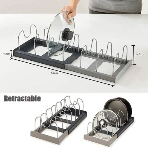 Scalable kitchen stainless steel pot lid rack伸缩厨房锅盖架